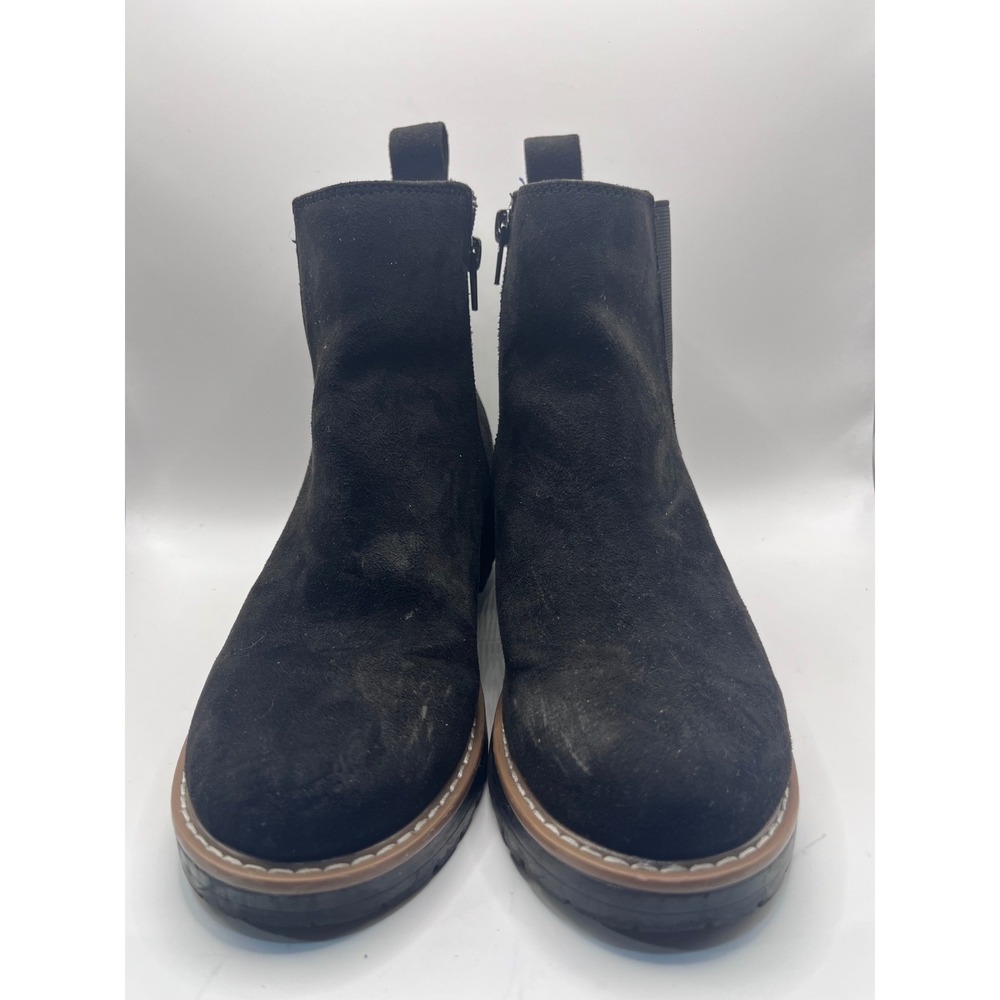 Kensie Kayla B Black Suede Ankle Boots Lug Sole Chelsea Bootie Women 7M